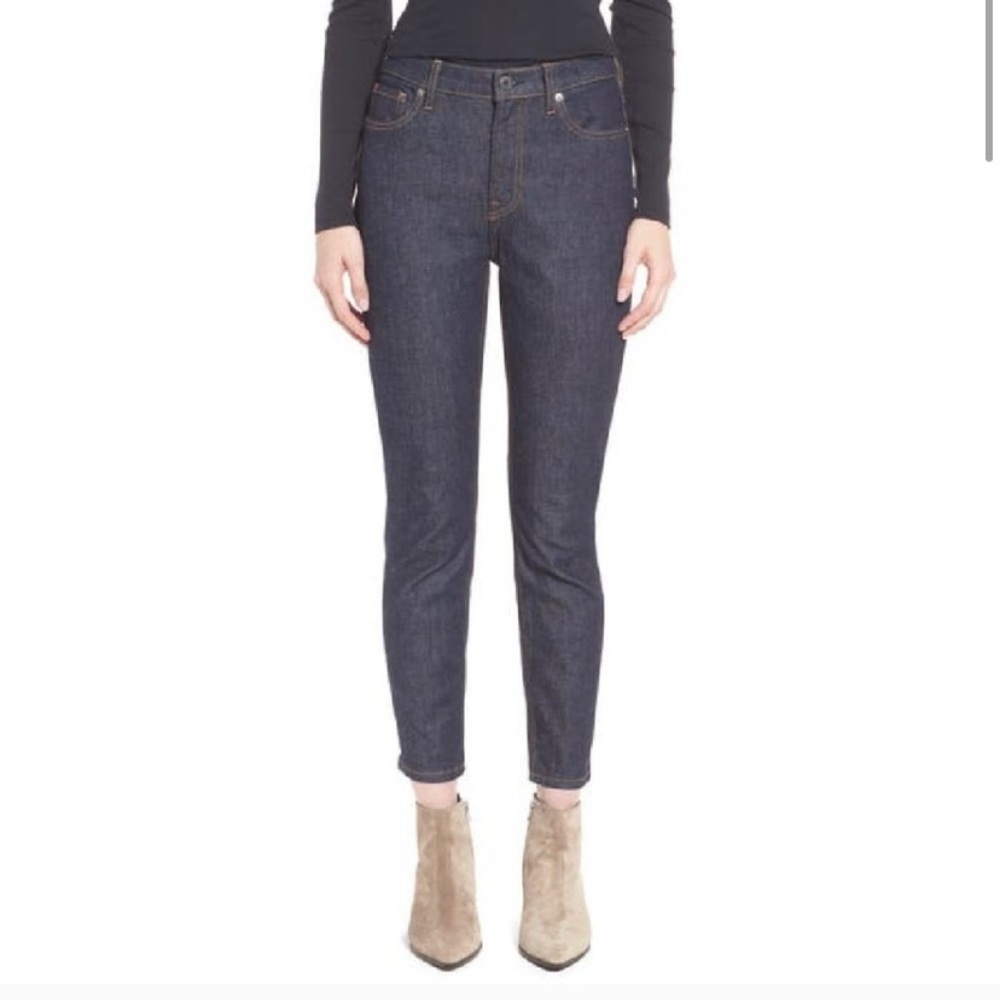 EVERLANE dark wash high rise skinny jeans